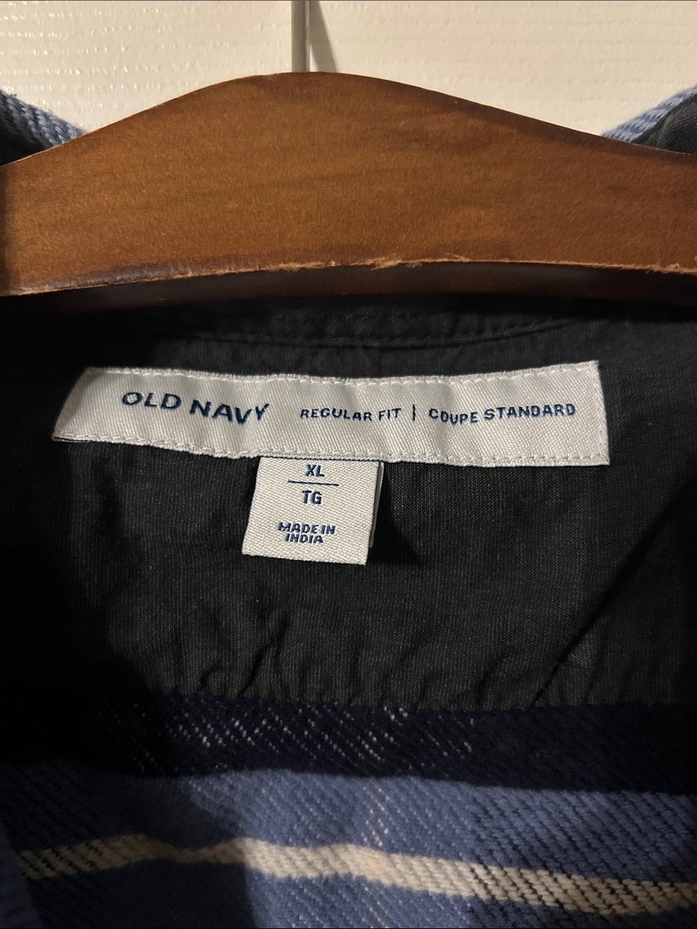Old Navy Navy and Light Blue Plaid Button-Down Shirt - Picture 2 of 4